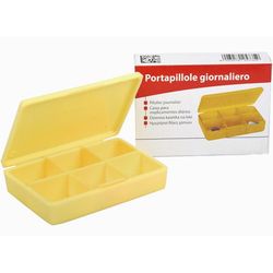 PORTAPILLOLE GIORNALIERO HANDY BOX - 6 scomparti - 8x5,5x1,5cm - giallo