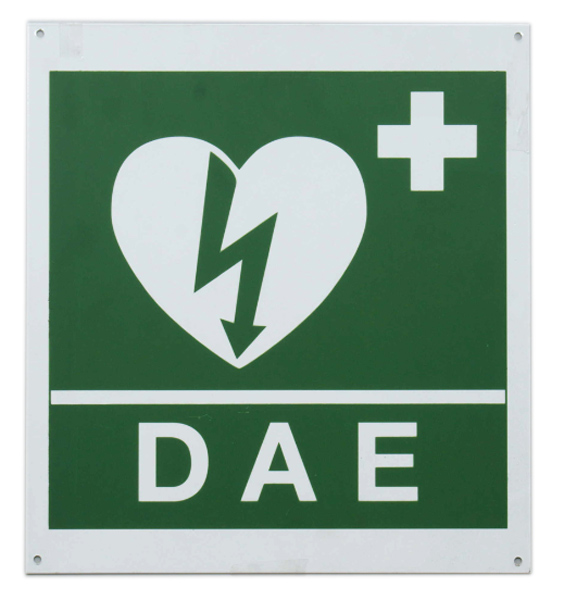 CARTELLO SEGNALETICO PRESENZA DEFIBRILLATORE DAE cm.34x36 