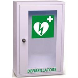 ARMADIETTO TECA DEFIBRILLATORE A MURO WALL AED / DAE - 46x30x14cm - con serratura - uso interno