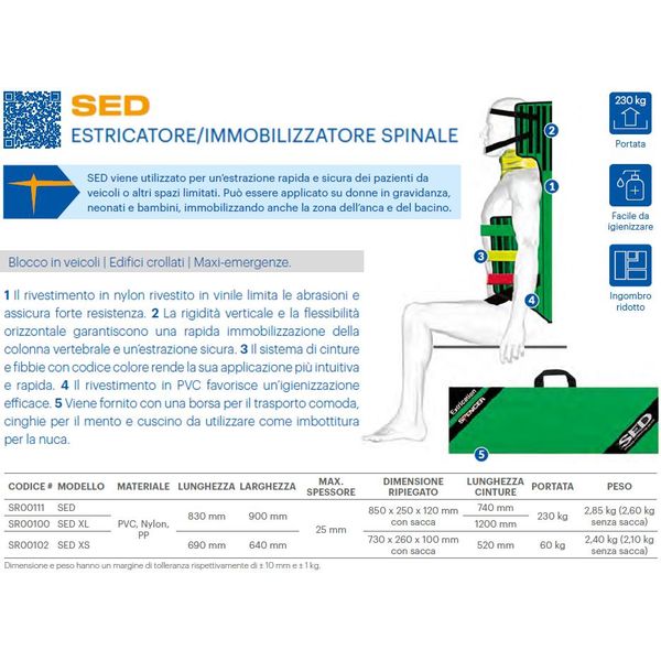 KED SED SPENCER - ESTRICATORE IMMOBILIZZATORE SPINALE - adulti