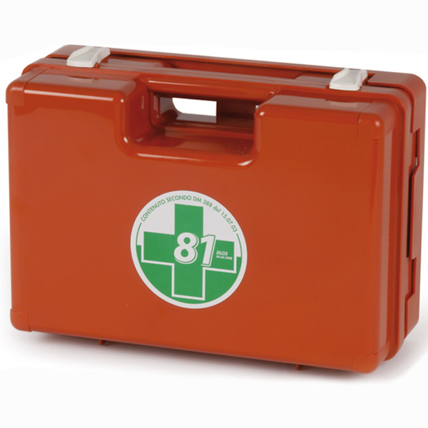 VALIGETTA PRONTO SOCCORSO - 34x25x13cm - ALLEGATO 2 maggiorato - fino 2 lavoratori - supporto a parete