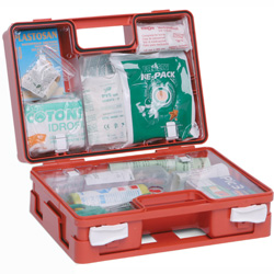 KIT PRONTO SOCCORSO VALIGETTA - 29x22x12cm - ALLEGATO 2 maggiorato - fino 2 lavoratori - chiusura ermetica