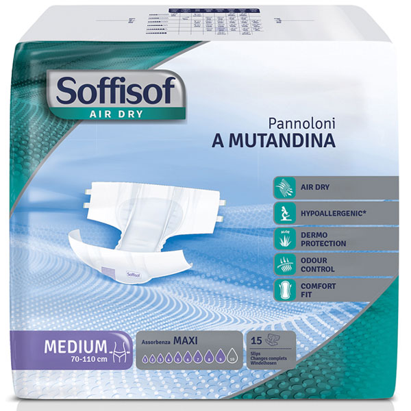 PANNOLONI ASSORBENTI PER INCONTINENZA ALTA SOFFISOFT AIR DRY - notte - conf.60pz - varie misure