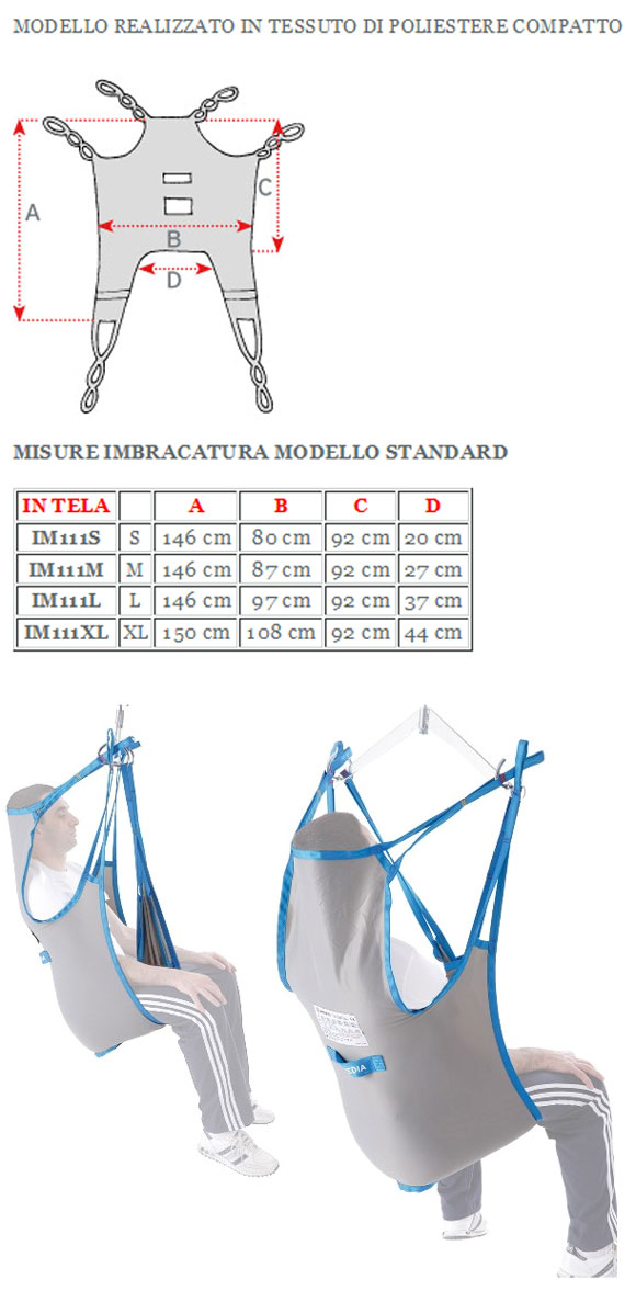 IMBRACATURA STANDARD CON POGGIATESTA PER SOLLEVAMALATI - poliestere compatto