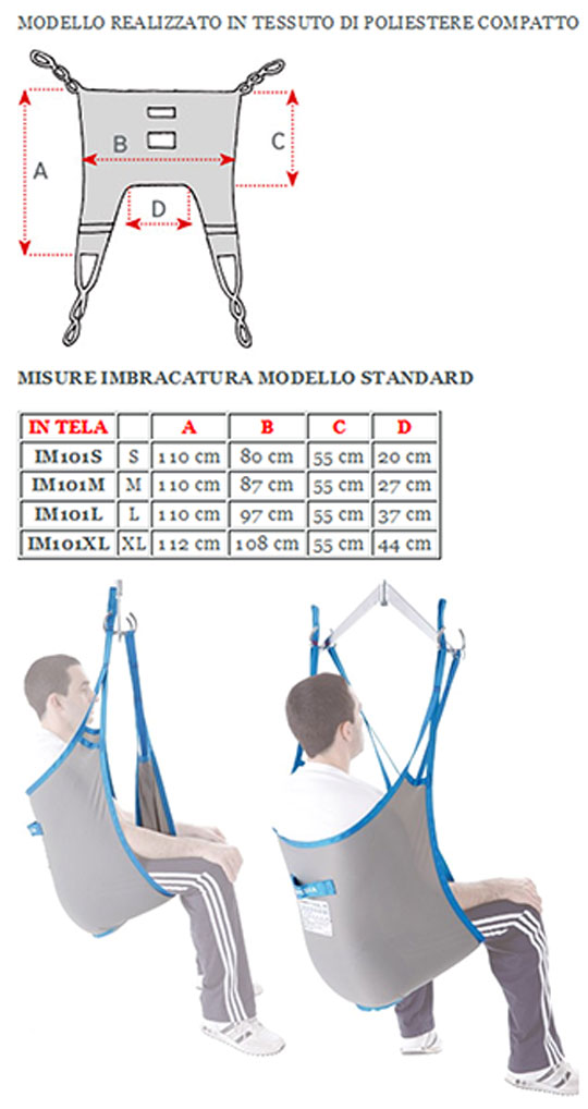 IMBRACATURA STANDARD SENZA POGGIATESTA PER SOLLEVAMALATI - poliestere compatto
