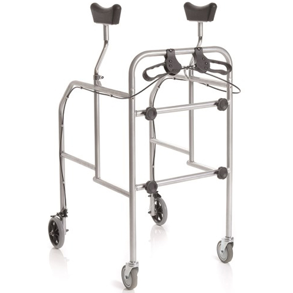 DEAMBULATORE PIEGHEVOLE ASCELLARE PIEGHEVOLE - 4 RUOTE con freni - altezza regolabile - portata 130kg