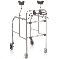 DEAMBULATORE PIEGHEVOLE ASCELLARE PIEGHEVOLE - 4 RUOTE con freni - altezza regolabile - portata 130kg