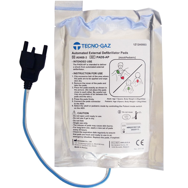 COPPIA PIASTRE ELETTRODI PER DEFIBRILLATORE TECNO-GAZ TECNOHEART PLUS - adulto / pediatrico