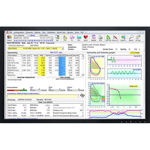 SPIROMETRO MIR TOUCHSCREEN SPIROLAB 7 con SpO2, display a colori, stampante e software PC