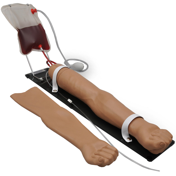 BRACCIO SIMULATORE PER ESERCITAZIONI - iniezioni / infusioni / prelievi del sangue - con borsa per trasporto