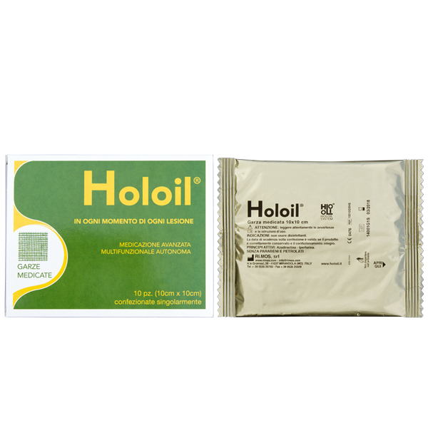 GARZE MEDICATE HOLOIL 10x10 - MEDICAZIONE AVANZATE PER PIAGHE DA DECUBITO - Conf.10garze singole