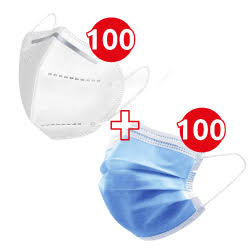 KIT 100 MASCHERINE FFP2 + 100 MASCHERINE CHIRURGICHE 2R