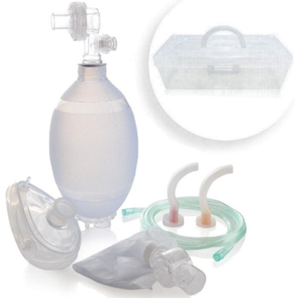KIT PER RIANIMAZIONE PALLONE in silicone - con valigetta per trasporto - adulti