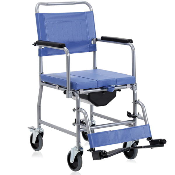 SEDIA COMODA IN ACCIAIO VERNICIATO - 4 Ruote piroettanti (posteriori con freno di stazionamento)