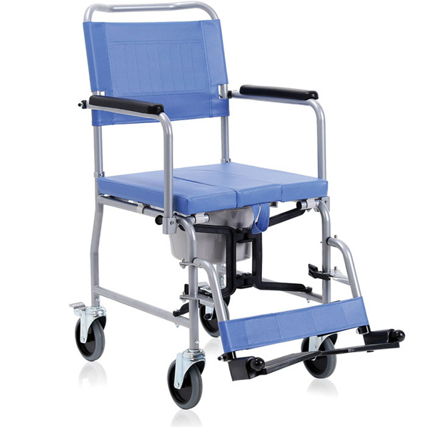 SEDIA COMODA IN ACCIAIO VERNICIATO – PIEGHEVOLE – SCHIENALE FISSO ESTRAIBILE - 4 Ruote piroettanti (posteriori con freno di stazionamento)