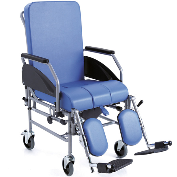 SEDIA COMODA IN ACCIAIO VERNICIATO, CON SCHIENALE RECLINABILE - Ruote Ø 12,5 cm – Komoda