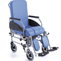 SEDIA COMODA IN ACCIAIO VERNICIATO, CON SCHIENALE RECLINABILE - Ruote Ø 20 cm – Komoda