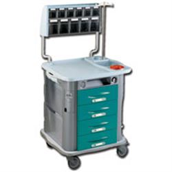 CARRELLO MULTIFUNZIONE AURION - 4 cassetti - serratura - 78x71xh.92cm - verde