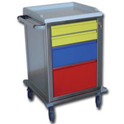 CARRELLO MODULARE IN ACCIAIO INOX - con 4 cassetti - serratura - 67x63xh.104cm