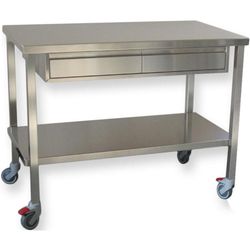 TAVOLO CHIRURGICO 4 CASSETTI in acciaio inox - con ruote - 120x70xh.95cm