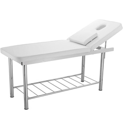 LETTINO DA MASSAGGI CON PORTAROTOLO E FORO FACCIALE - schienale reclinabile - 183x61xh.75cm - bianco