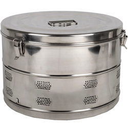 CESTELLO DRUM PER STERILIZZAZIONE  in acciaio inox - autoclavabile - Ø34xh.24cm