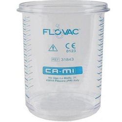 VASO FLACONE CON VALVOLA DA 1lt - autoclavabile - per sacca monouso Flovac cod. 28271