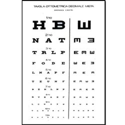 OTTOTIPO / TAVOLA OPTOMETRICA VISITA PATENTE DECIMALE MISTA - distanza di  lavoro 3m - non luminosa