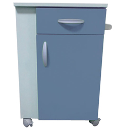 COMODINO CON CASSETTO e PORTA BOTTIGLIE FEBO in lamiera d'acciaio blu - 42x40xh.80cm