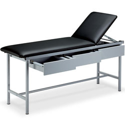 LETTINO DA VISITA IN ACCIAO INOX CON 3 CASSETTI - portata 150kg - 177x60xh.80cm - nero