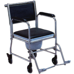 SEDIA / CARROZZINA COMODA WC - cromata acciaio inox - 54x53x53cm - peso 19kg - portata 100kg