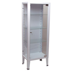ARMADIO VETRINA in acciaio e vetro - 1 anta / 3 ripiani - 53x36xh.144cm
