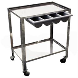 CARRELLO OSPEDALIERO PER MEDICAZIONE in acciaio inox - 2 ripiani - cassetto in plastica a 4 scomparti - 70x50xh.82cm