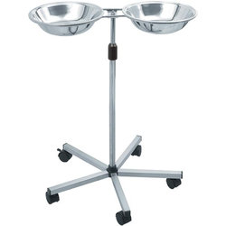 CARRELLO PORTACATINO DOPPIO in acciaio inox - altezza reg. 60/95cm