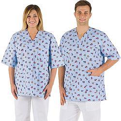 CASACCA PER PEDIATRIA UNISEX - cotone 100% - fantasia celeste - varie misure