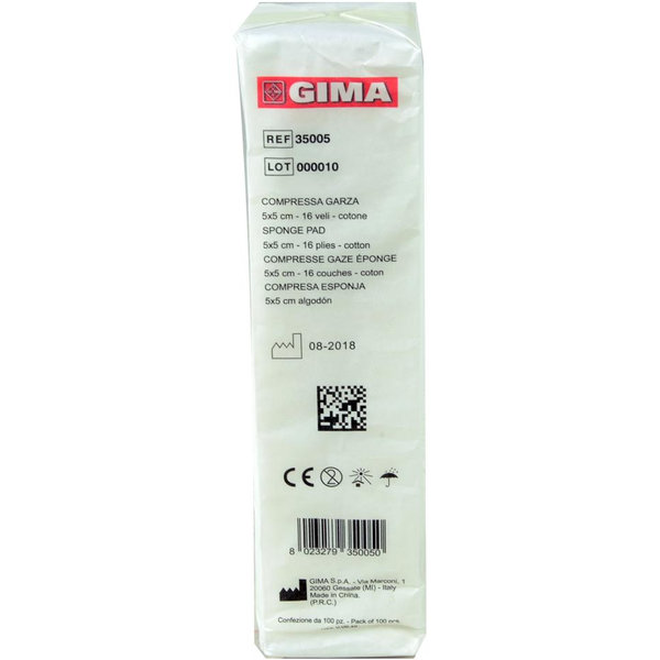 GARZA IN COTONE NON STERILE 16strati - 5x5cm - conf.1000pz (10x100pz)
