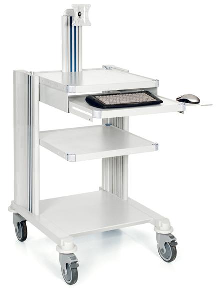 CARRELLO PROFESSIONALE - 2 ripiani + tastiera e supporto monitor