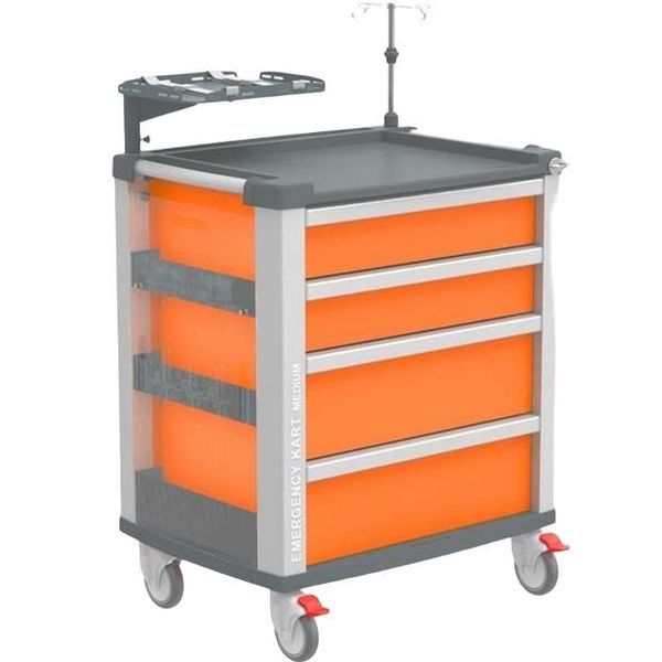 CARRELLO MULTIFUNZIONE MEDI KART - 4 cassetti - portata 200kg - 81x62xh.98cm - arancione