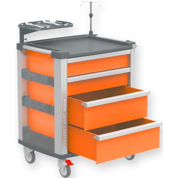 CARRELLO MULTIFUNZIONE MEDI KART - 4 cassetti - portata 200kg - 81x62xh.98cm - arancione