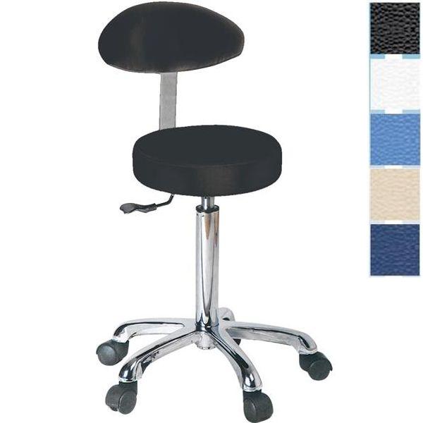 SGABELLO GIREVOLE CON SEDILE E SCHIENALE in similpelle - seduta Ø34cm - h.55-75cm - vari colori