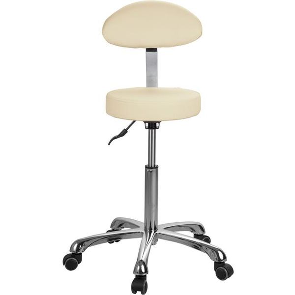 SGABELLO GIREVOLE CON SEDILE E SCHIENALE in similpelle - seduta Ø34cm - h.55-75cm - vari colori