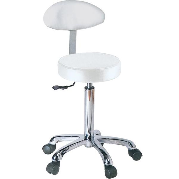 SGABELLO GIREVOLE CON SEDILE E SCHIENALE in similpelle - seduta Ø34cm - h.55-75cm - vari colori