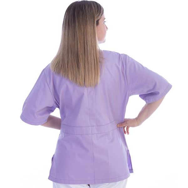 CASACCA CON BOTTONI AUTOMATICI DOTTORESSA INFERMIERA DONNA in cotone 60% - viola - varie misure