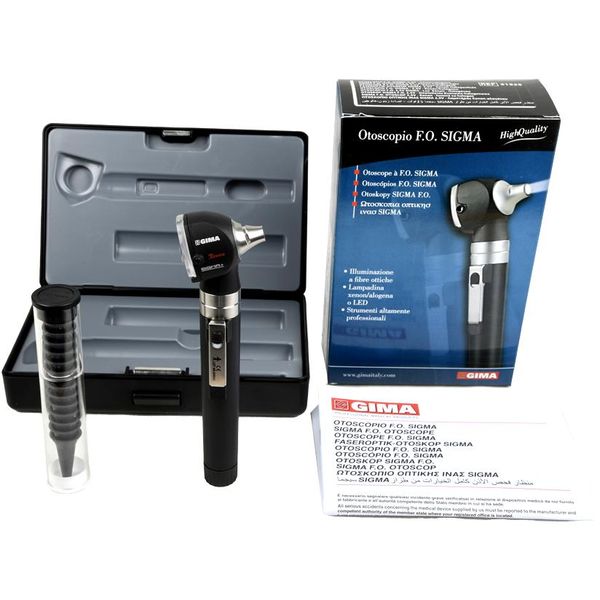 OTOSCOPIO SIGMA A FIBRA OTTICA - con 14 speculum monouso - con valigetta rigida