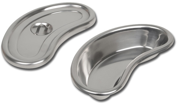 BACINELLA RENIFORME INOX - bordo alto - con coperchio - 200x95x35mm