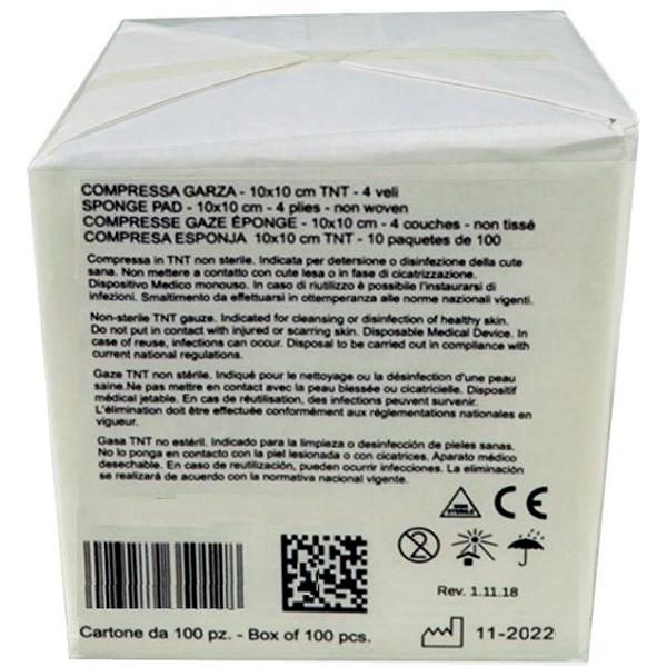 GARZA IN TNT NON STERILE - 4 strati - 10x10cm - conf.1000pz (10x100pz)