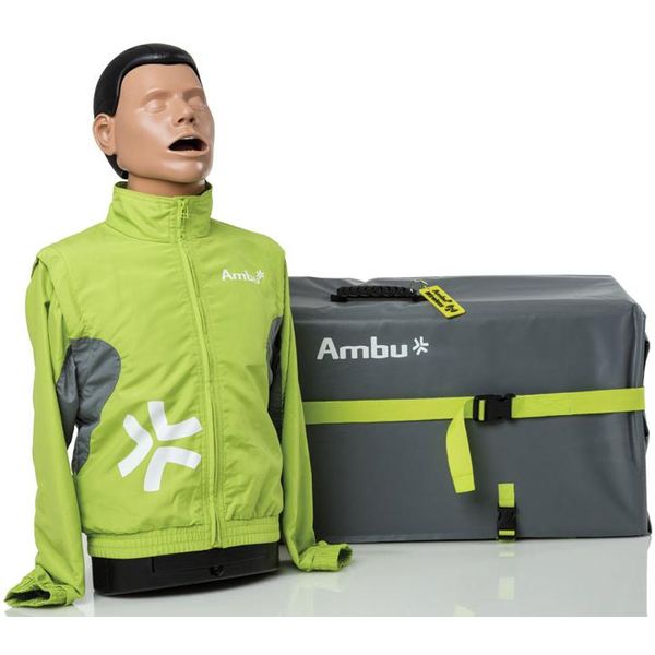 MANICHINO PER ADDESTRAMENTO TORACE SIMULATORE AMBU AIRWAY MAN - intubabile - peso 13kg - h.80cm