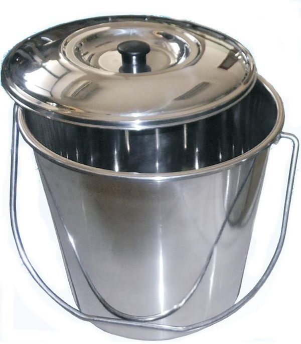 SECCHIO CON COPERCHIO IN ACCIAIO INOX - 12Lt - 290x300mm