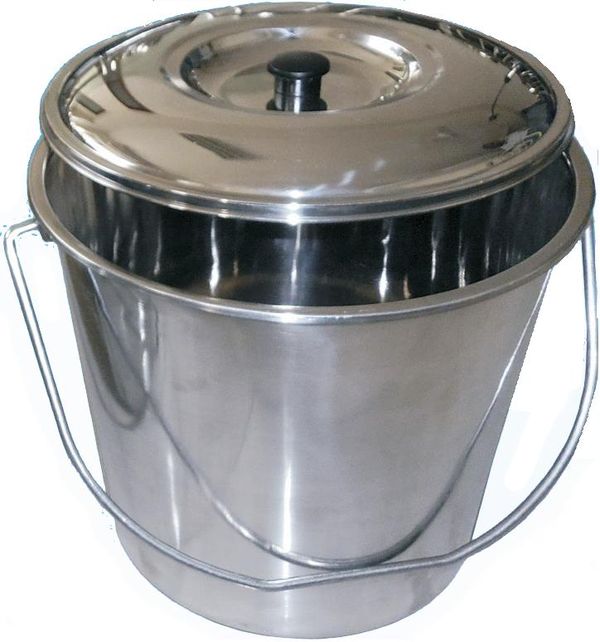 SECCHIO CON COPERCHIO IN ACCIAIO INOX - 15Lt - 322x307mm