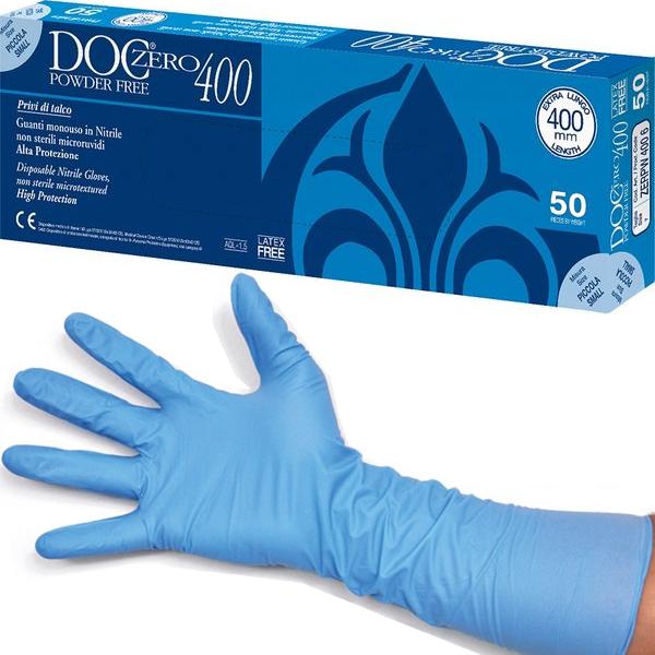GUANTI NITRILE EXTRA LUNGHI 40cm - Misura M - conf.50pz 
